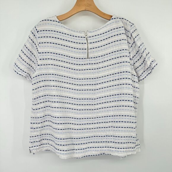 Talbots Women's Striped Short Sleeve Top Pocket size 1X Blue embroidered plus - Picture 7 of 8